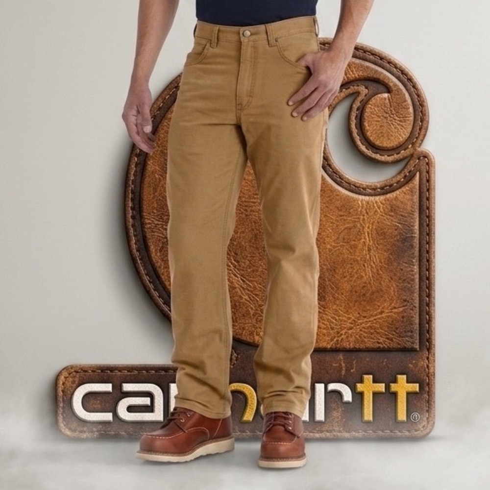 Carhartt Rugged Flex 102517 Rigby Canvas Work Pants Men 44x30 Brown Phone Pocket